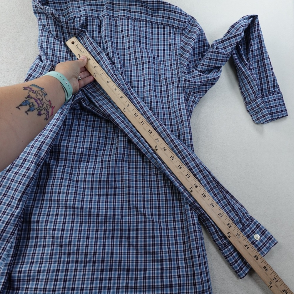 J Press Shirt Mens XXL Blue Plaid Button Down 100% Cotton Trunk Club Preppy - Picture 11 of 12
